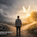 A person standing at a crossroads, choosing between two paths—one shadowed, one sunlit—symbolizing the power to choose thoughts that shape stress or peace.